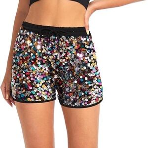 NWOT Sparkling Multicolor Sequin High Waist Shorts
